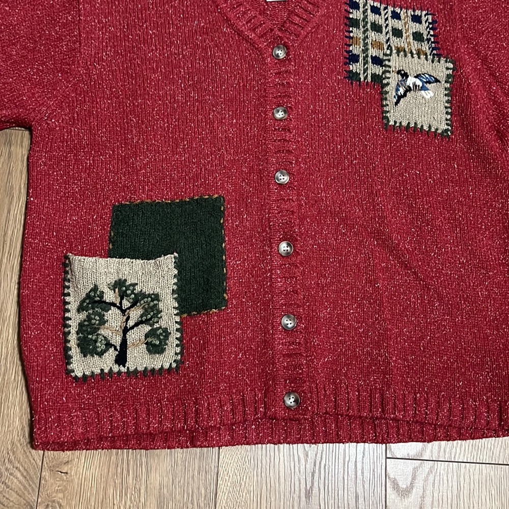 Pendleton Patchwork Cardigan Sweater Sz M - image 4